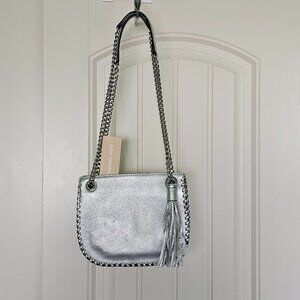 Michael Kors sm messenger pebbled leather silver purse